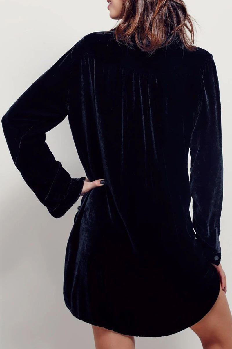 Casual & Stylish Classic Solid Patchwork Pocket Turndown Collar Shirt Dress Dresses(3 Colors)