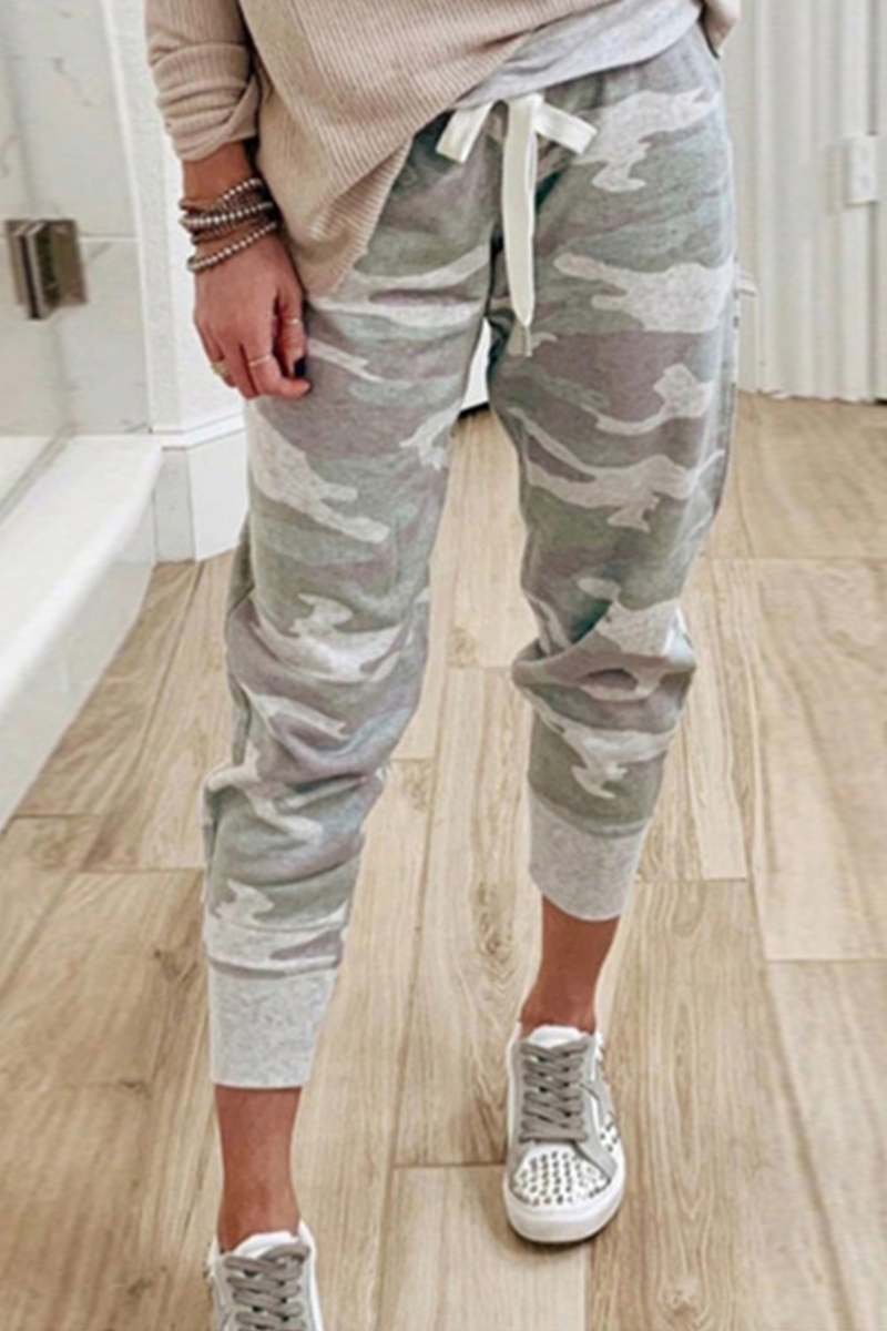 Casual & Stylish Camouflage Print Draw String Capris Patchwork Bottoms(3 Colors)