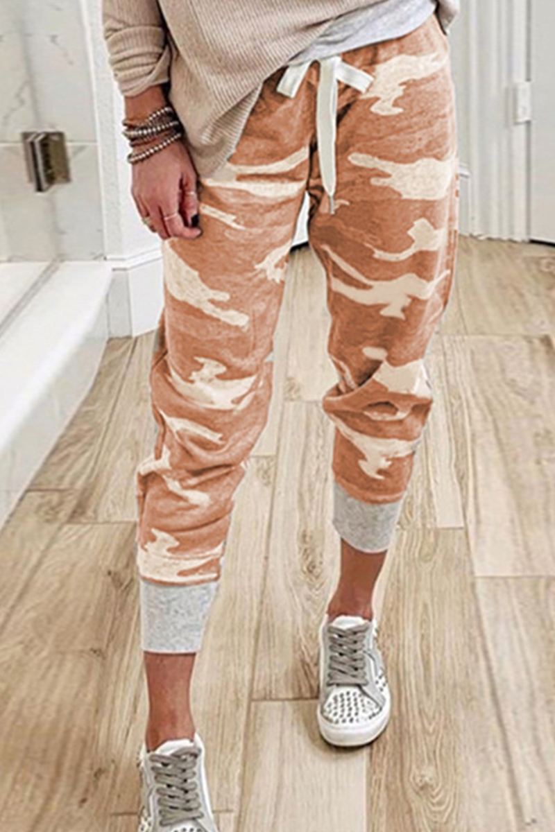 Casual & Stylish Camouflage Print Draw String Capris Patchwork Bottoms(3 Colors)