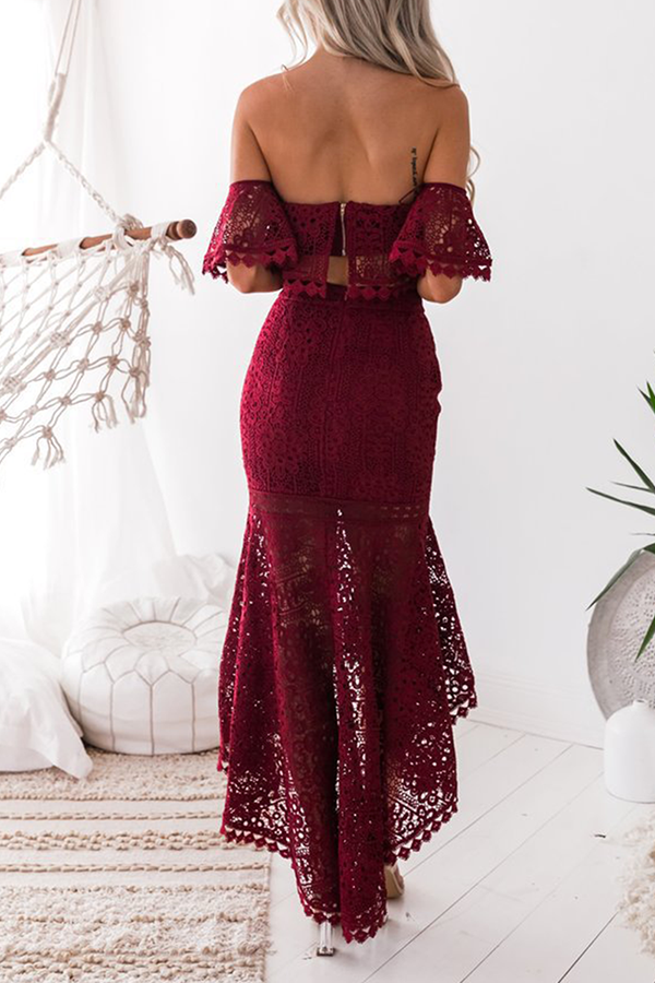 Elegant & Stylish Classic Solid Hollowed Out Backless Strapless Short Sleeve Two Pieces(3 Colors)