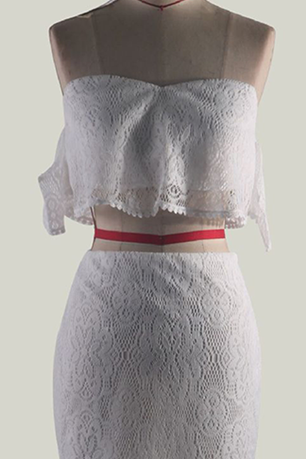 Elegant & Stylish Classic Solid Hollowed Out Backless Strapless Short Sleeve Two Pieces(3 Colors)