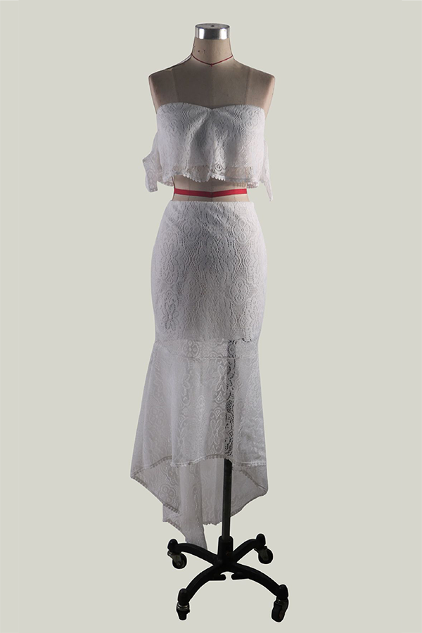 Elegant & Stylish Classic Solid Hollowed Out Backless Strapless Short Sleeve Two Pieces(3 Colors)