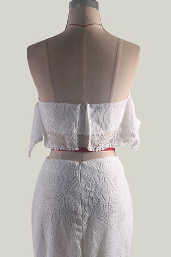 Elegant & Stylish Classic Solid Hollowed Out Backless Strapless Short Sleeve Two Pieces(3 Colors)