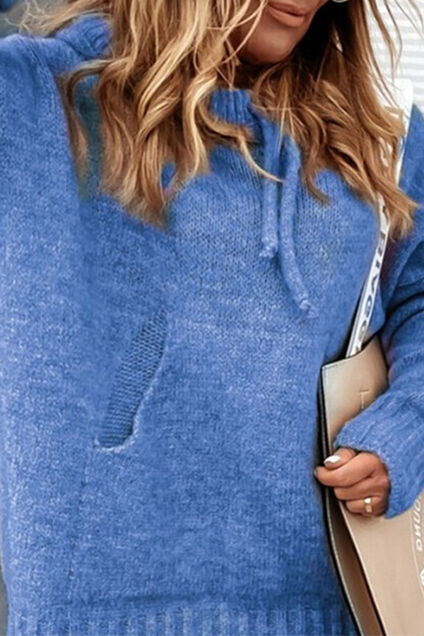 Casual & Stylish Classic Solid Draw String Pocket Hooded Collar Tops(8 Colors)