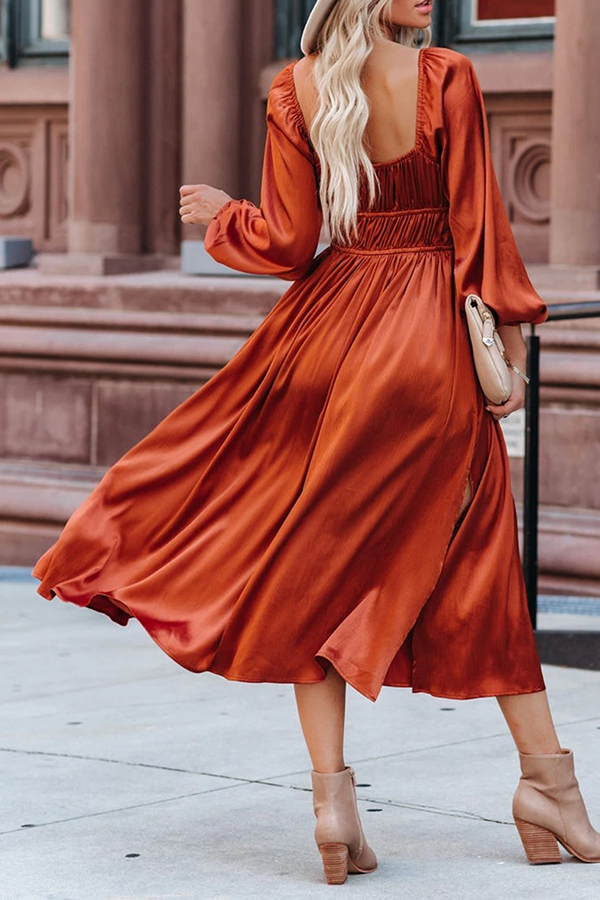 Elegante en stijlvolle klassieke effen frenulum-vouw U-hals A-lijnjurken