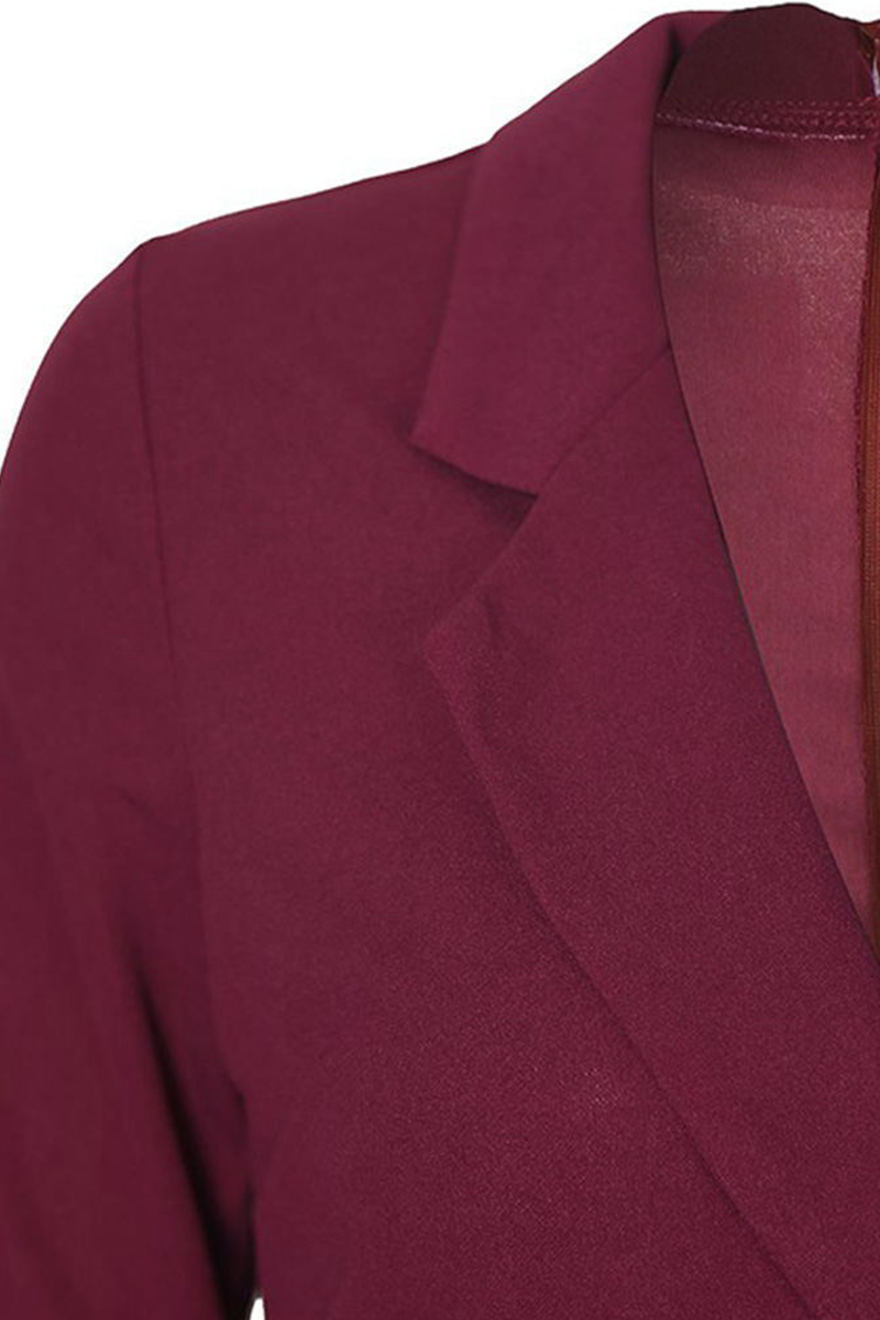 Elegant & Stylish Classic Solid Patchwork Buckle Turn-back Collar Wrapped Skirt Dresses(4 Colors)