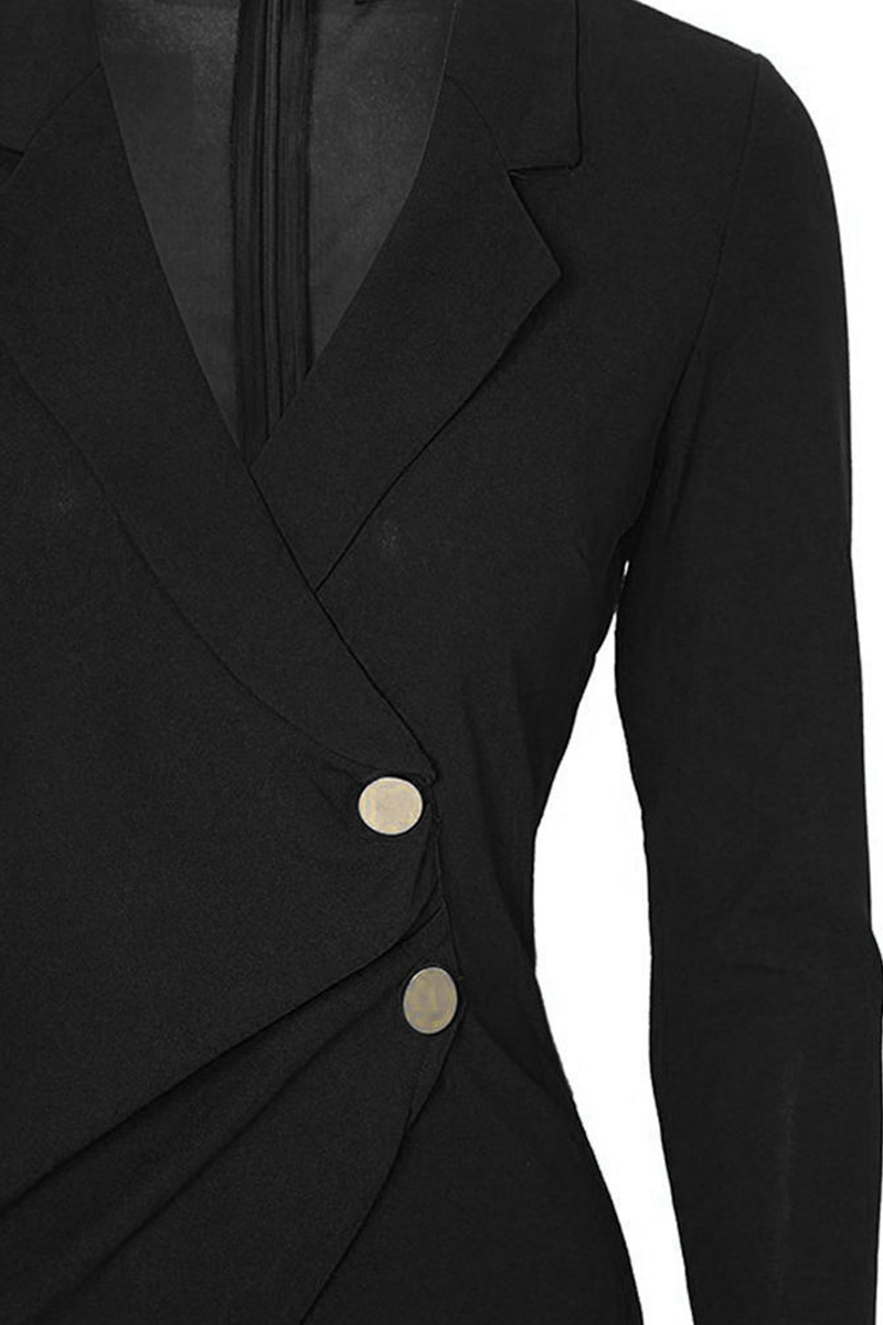 Elegant & Stylish Classic Solid Patchwork Buckle Turn-back Collar Wrapped Skirt Dresses(4 Colors)