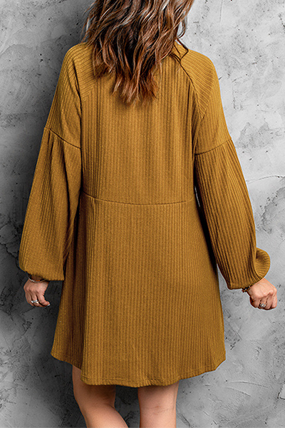 Fashion Casual & Stylish Classic Solid Patchwork Pocket O Neck A Line Dresses