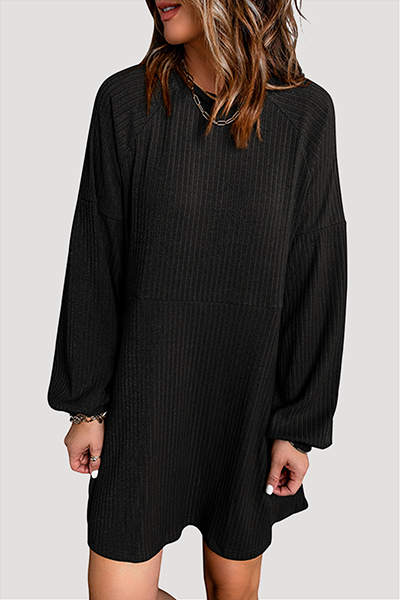 Fashion Casual & Stylish Classic Solid Patchwork Pocket O Neck A Line Dresses