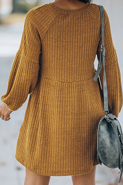 Fashion Casual & Stylish Classic Solid Patchwork Pocket O Neck A Line Dresses