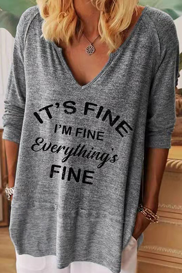 Casual en stijlvolle basic tops met V-hals en letters (7 kleuren)