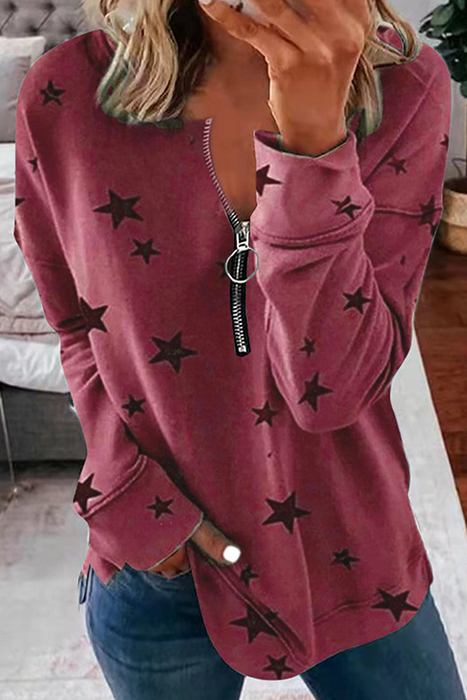 Casual & Stylish The Stars Patchwork Zipper Collar Hoodies(8 Colors)
