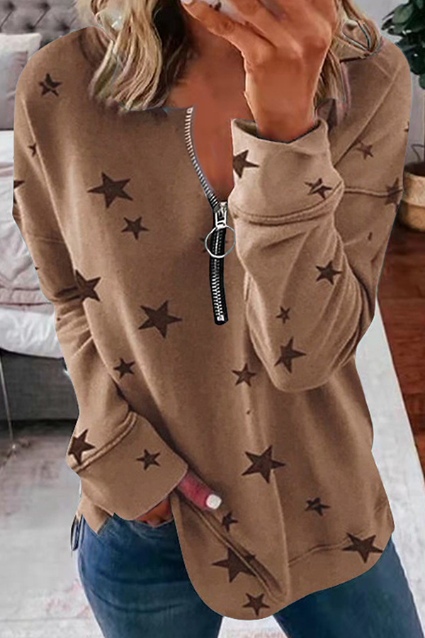 Casual & Stylish The Stars Patchwork Zipper Collar Hoodies(8 Colors)