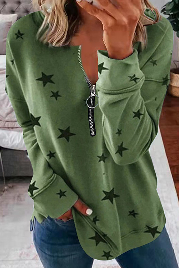 Casual & Stylish The Stars Patchwork Zipper Collar Hoodies(8 Colors)