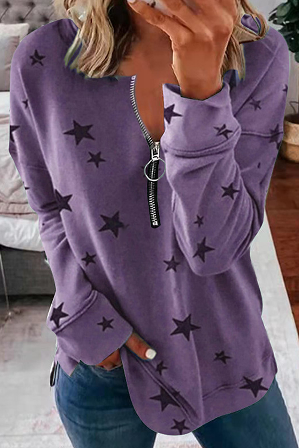 Casual & Stylish The Stars Patchwork Zipper Collar Hoodies(8 Colors)