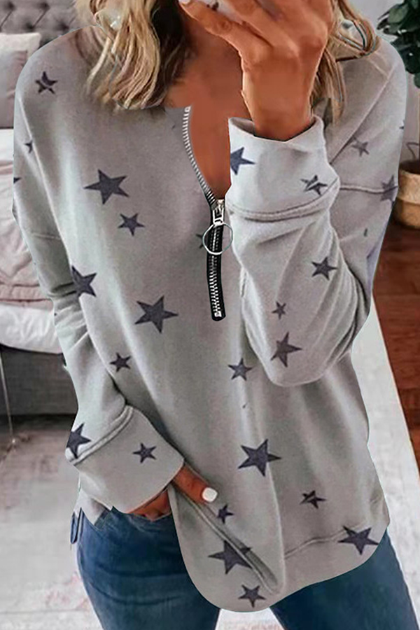 Casual & Stylish The Stars Patchwork Zipper Collar Hoodies(8 Colors)