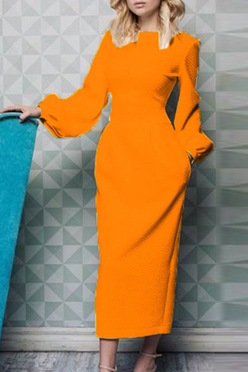 Fashion Elegant & Stylish Patchwork Pocket O Neck Waist Skirt Dresses