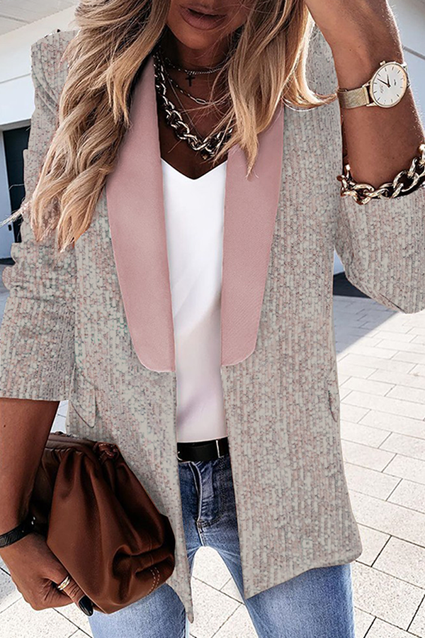 British Elegance: Patchwork Buckle Turndown Collar Outerwear