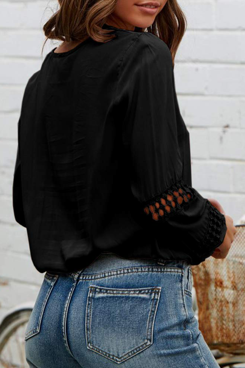 Casual en stijlvol Elegant en stijlvol Klassiek Effen kant Uitgeholde V-halsblouses (5 kleuren)