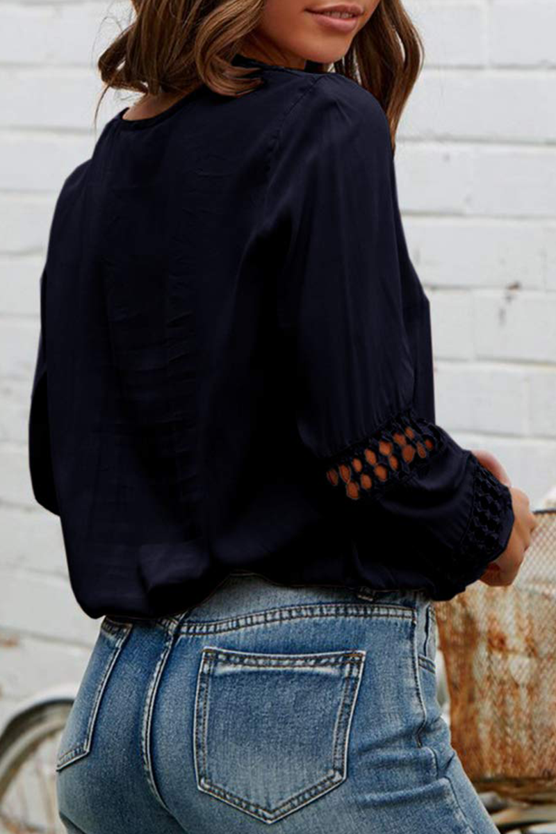 Casual en stijlvol Elegant en stijlvol Klassiek Effen kant Uitgeholde V-halsblouses (5 kleuren)