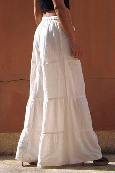 Casual & Stylish Classic Solid Frenulum Loose Wide Leg Patchwork Bottoms(5 Colors)