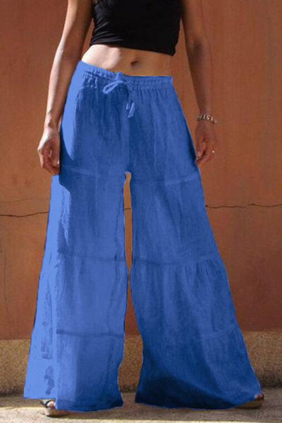 Pantalones de retales de pierna ancha, holgados, clásicos, informales y elegantes, con frenillo liso (5 colores)