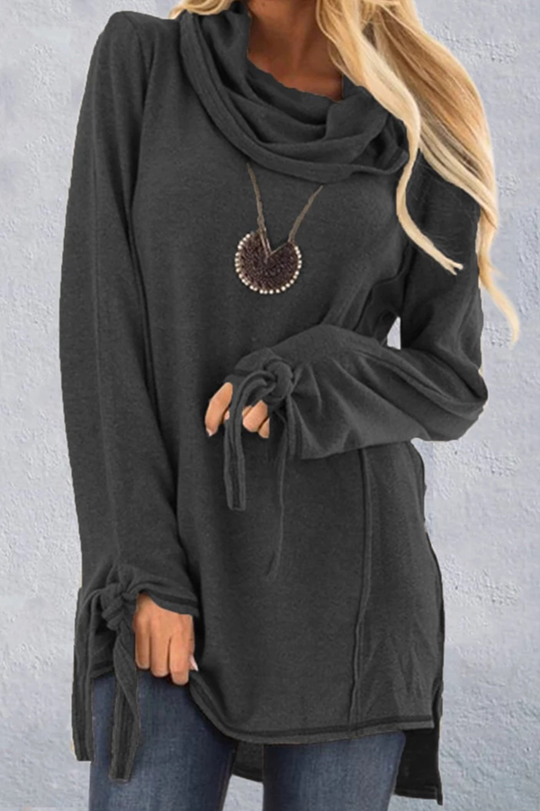 Casual en stijlvol Klassiek effen bandontwerp Asymmetrisch Asymmetrische kraag Tops (3 kleuren)