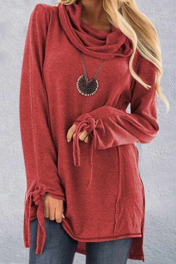 Casual en stijlvol Klassiek effen bandontwerp Asymmetrisch Asymmetrische kraag Tops (3 kleuren)