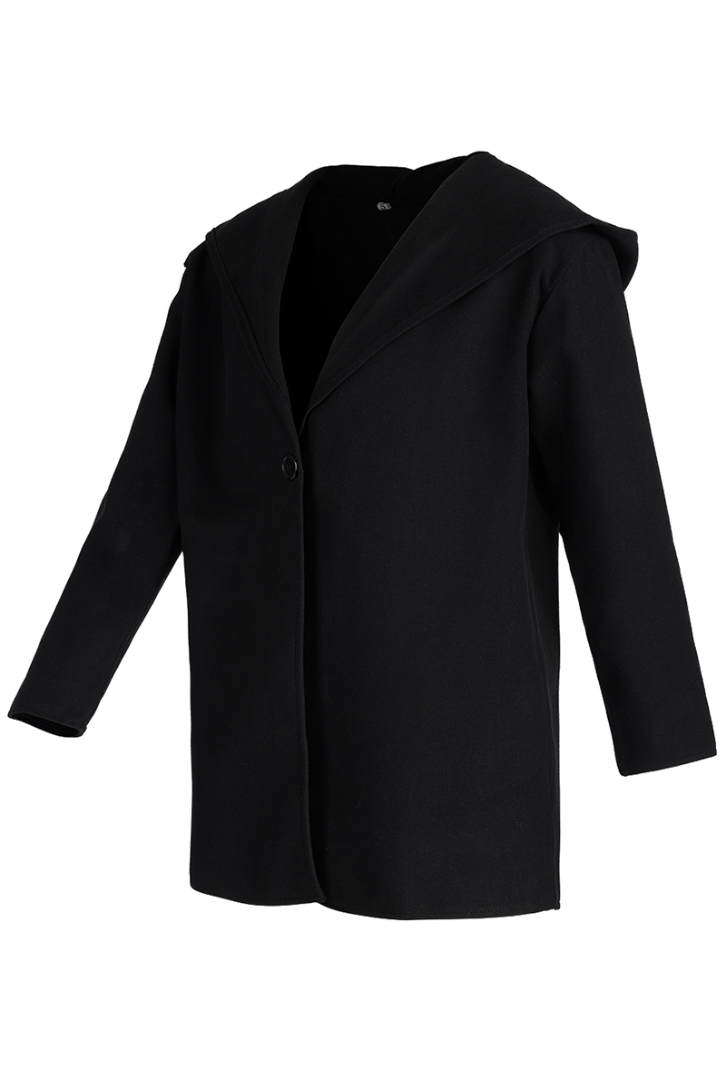 Casual elegante effen patchwork knopen en capuchon kraag bovenkleding - een must-have toevoeging