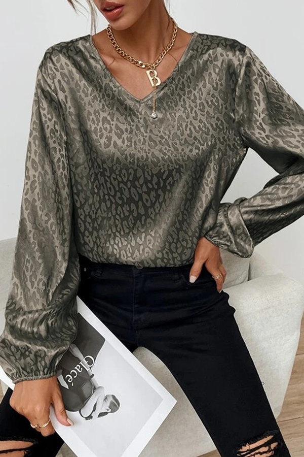 Fashion Elegant & Stylish Print Patchwork Basic V Neck Tops