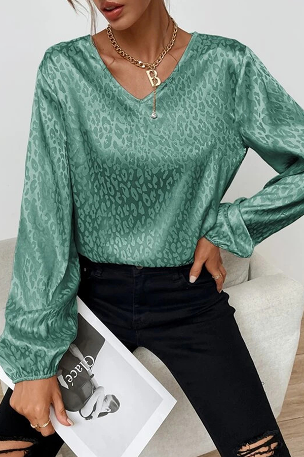 Fashion Elegant & Stylish Print Patchwork Basic V Neck Tops