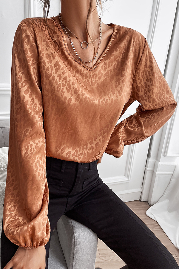 Fashion Elegant & Stylish Print Patchwork Basic V Neck Tops