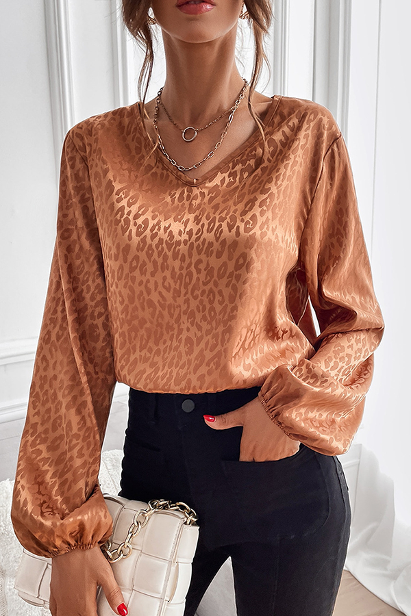 Fashion Elegant & Stylish Print Patchwork Basic V Neck Tops