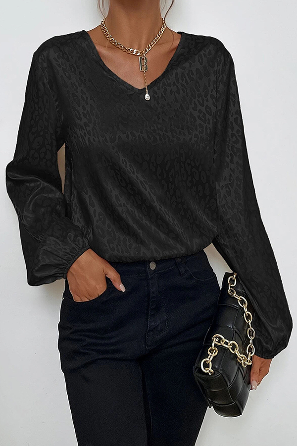 Fashion Elegant & Stylish Print Patchwork Basic V Neck Tops