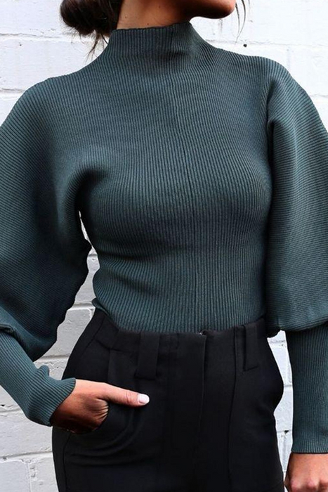 Casual & Stylish Classic Solid Patchwork Turtleneck Tops Sweater