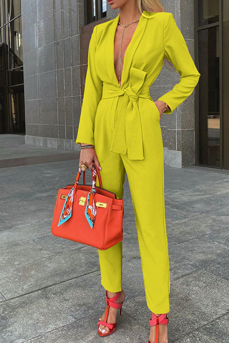 Casual & Stylish Classic Solid Patchwork Turndown Collar Regular Jumpsuits(3 Colors)