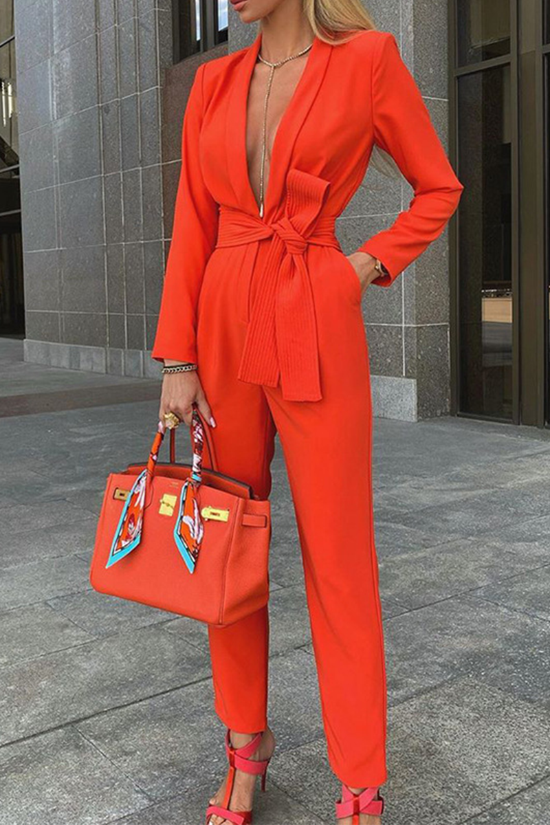 Casual & Stylish Classic Solid Patchwork Turndown Collar Regular Jumpsuits(3 Colors)