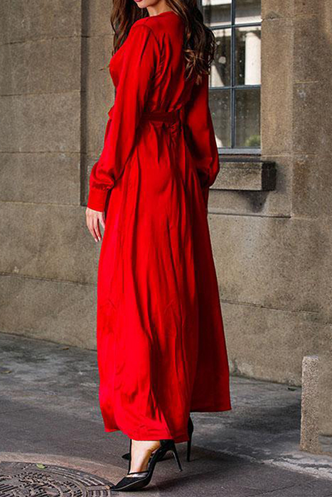 Casual en stijlvolle klassieke effen split V-hals onregelmatige jurk Jurken (3 kleuren)