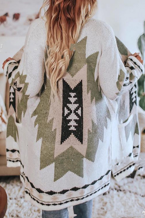 Casual & Stylish Print Patchwork Cardigan Collar Outerwear