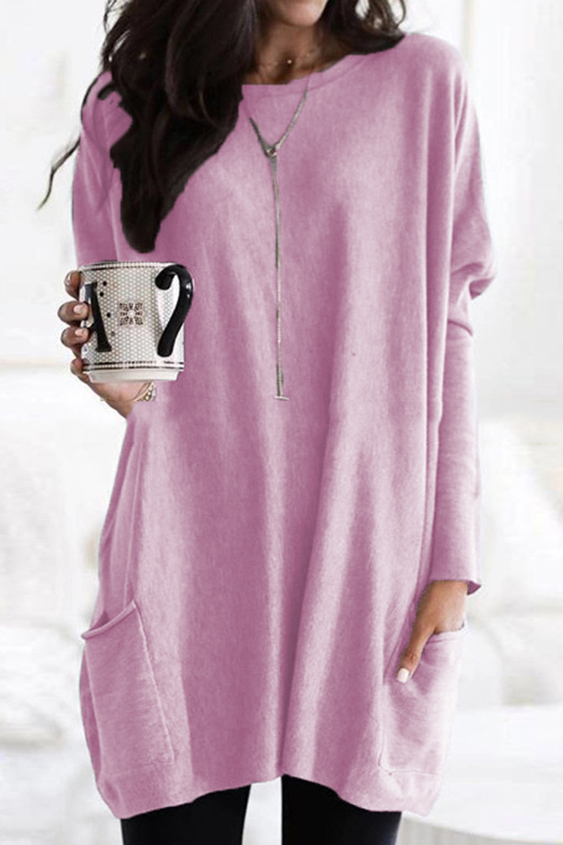 Fashion Classic Solid Split Joint O Neck Tops(7 Colors)