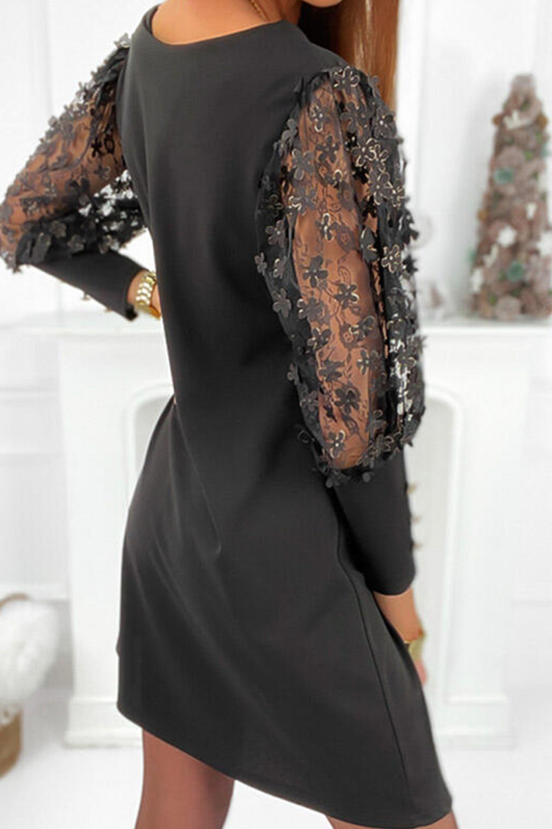 Casual effen patchwork rechte mesh-jurken, elegant voor speciale gelegenheden