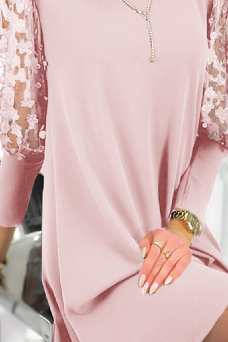 Casual effen patchwork rechte mesh-jurken, elegant voor speciale gelegenheden