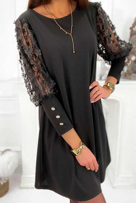 Casual Solid Patchwork Mesh Straight Dresses Elegant For Special Occasions