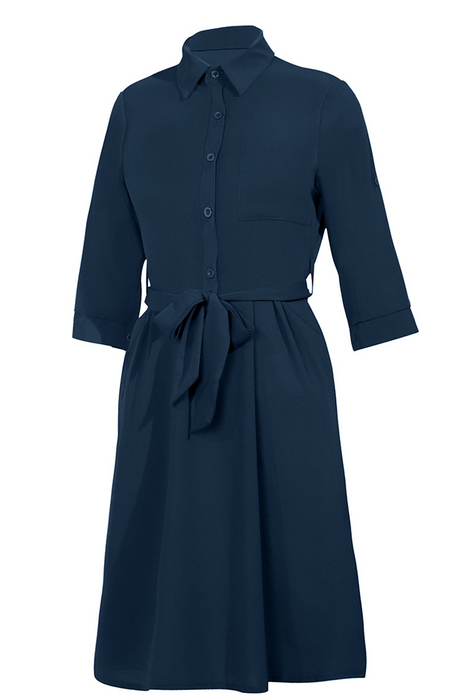 Casual & Stylish Classic Solid Patchwork Turndown Collar Shirt Dress Dresses(4 Colors)