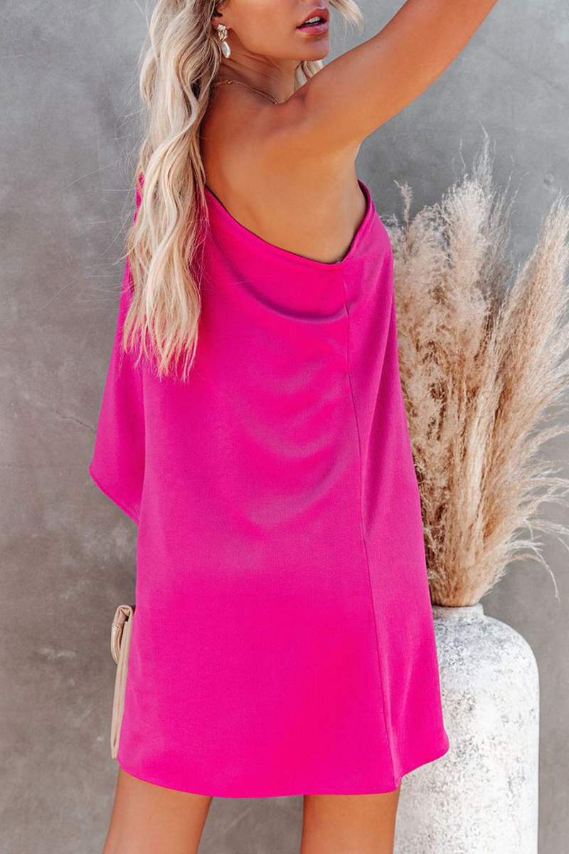 Casual & Stylish Classic Solid One Shoulder Straight Dresses(10 Colors)
