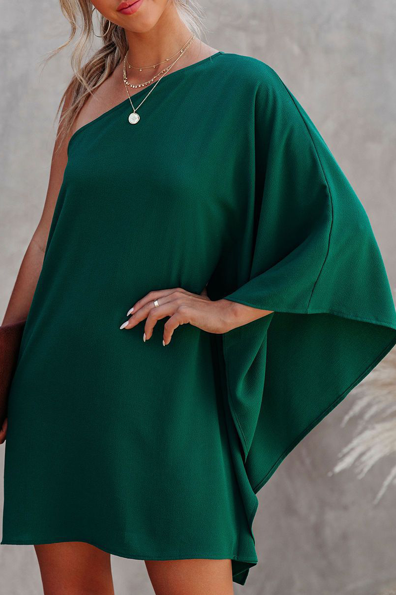 Casual & Stylish Classic Solid One Shoulder Straight Dresses(10 Colors)