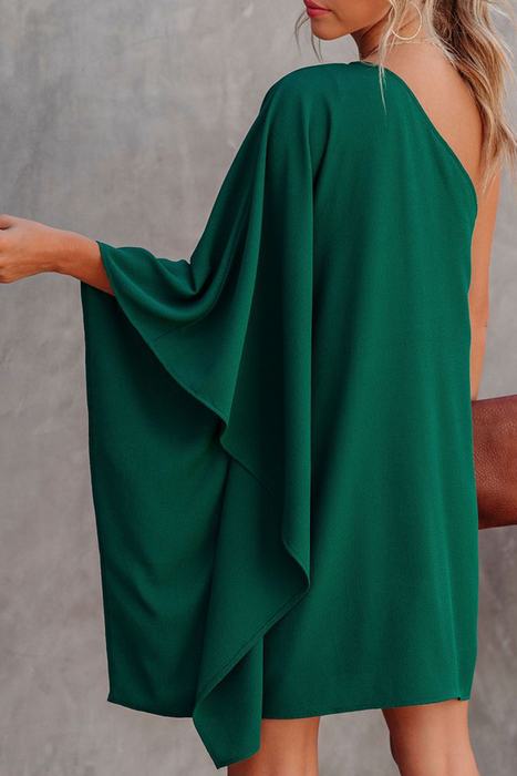 Casual en stijlvolle klassieke effen rechte jurken met één schouder (10 kleuren)