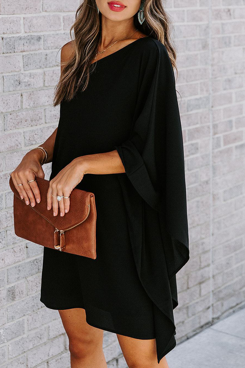 Casual & Stylish Classic Solid One Shoulder Straight Dresses(10 Colors)