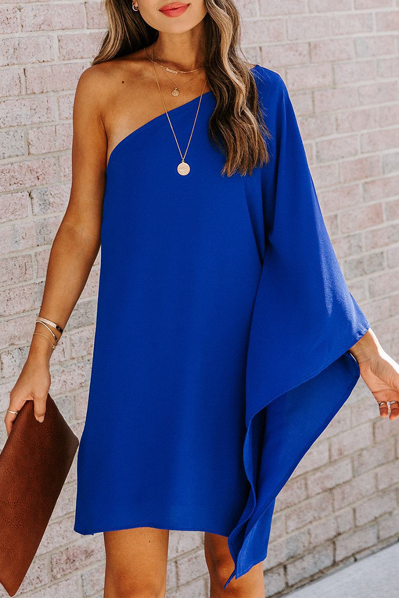 Casual & Stylish Classic Solid One Shoulder Straight Dresses(10 Colors)