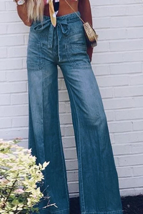 Casual en stijlvolle klassieke effen Frenulum middentaille bootcut denim jeans